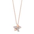 Enchanted Disney Fine Jewelry 14K Rose Gold Over Sterling Silver with 1 10 CTTW Diamonds Rapunzel Flower Pendant Necklace Online Sale