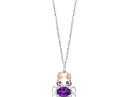 Enchanted Disney Fine Jewelry 14K Rose Gold Over Sterling Silver with 1 10 CTTW Diamonds and Amethyst Ariel Pendant Necklace Hot on Sale