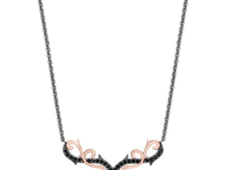 Enchanted Disney Fine Jewelry Black Rhodium and 14K Rose Gold Over Sterling Silver with 1 5 CTTW Black Diamonds Maleficent Necklace Cheap