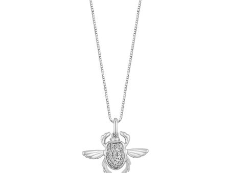 Enchanted Disney Fine Jewelry Sterling Silver with 1 10 CTTW Diamonds Jafar Beetle Pendant Necklace Fashion