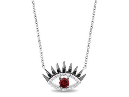 Enchanted Disney Fine Jewelry Sterling Silver with 1 6 CTTW Diamonds and Garnet Cruella Necklace Hot on Sale