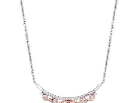 Enchanted Disney Fine Jewelry 14K Rose Gold Over Sterling Silver with 1 5 CTTW Diamonds Belle Rose Necklace Hot on Sale