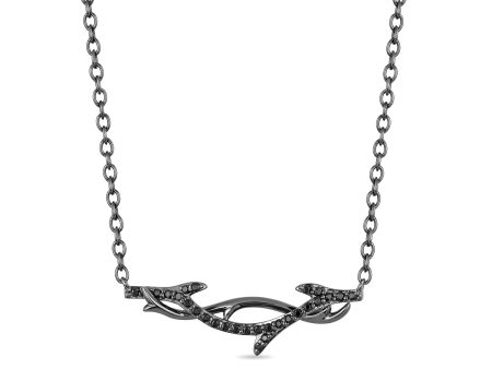 Enchanted Disney Fine Jewelry Black Rhodium Over Sterling Silver with 1 5 CTTW Diamonds Maleficent Thorn Necklace For Sale