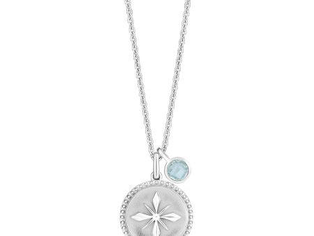 Enchanted Disney Fine Jewelry Sterling Silver with Checkerboard Sky Blue Topaz Elsa Snowflake Pendant Necklace Supply