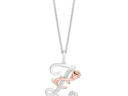 Enchanted Disney Fine Jewelry Sterling Silver and 10K Rose Gold with 1 20 CTTW Diamonds Alphabet  Z  Belle Pendant Necklace Supply