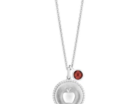 Enchanted Disney Fine Jewelry Sterling Silver with Checkerboard Garnet Snow White Pendant Necklace Fashion