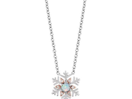 Enchanted Disney Fine Jewelry Sterling Silver and 10K Rose Gold with Accent Diamonds and Created Opal Frozen Pendant Necklace Online Sale