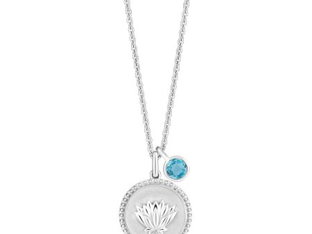 Enchanted Disney Fine Jewelry Sterling Silver with Checkerboard Swiss Blue Topaz Jasmine Pendant Necklace Cheap