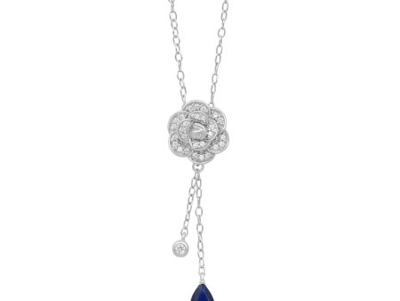 Enchanted Disney Fine Jewelry Sterling Silver with 1 8 CTTW Diamonds and Created Blue Sapphire Cinderella Necklace Supply