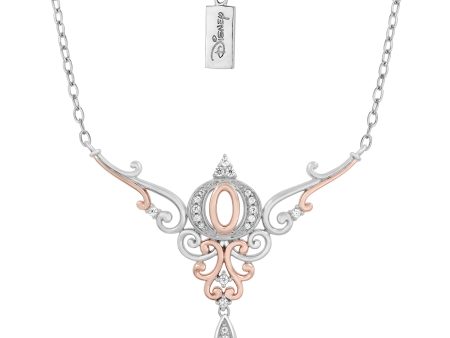 Enchanted Disney Fine Jewelry 14K Rose Gold Over Sterling Silver with 1 10 CTTW Diamonds Cinderella Carriage Necklace Sale