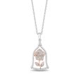 Enchanted Disney Fine Jewelry 14K Rose Gold Over Sterling Silver with 1 10 CTTW Diamonds Belle Rose Jar Pendant Necklace Online Hot Sale