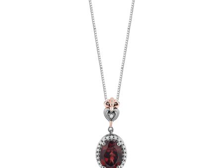 Enchanted Disney Fine Jewelry 14K Rose Gold and Black Rhodium Over Sterling Silver 1 10 CTTW Diamonds and Garnet Evil Queen Pendant Necklace Online