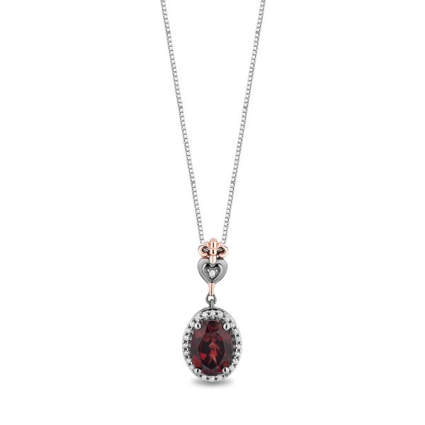 Enchanted Disney Fine Jewelry 14K Rose Gold and Black Rhodium Over Sterling Silver 1 10 CTTW Diamonds and Garnet Evil Queen Pendant Necklace Online