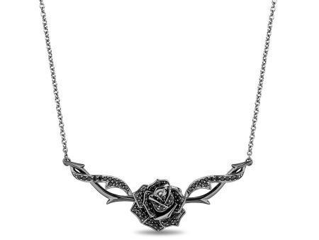 Enchanted Disney Fine Jewelry Black Rhodium Over Sterling Silver with 1 2 CTTW Diamonds Maleficent Necklace For Cheap