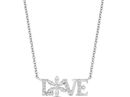 Enchanted Disney Fine Jewelry Sterling Silver with 1 10 CTTW Diamonds Elsa Love Pendant Necklace Cheap