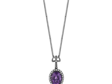 Enchanted Disney Fine Jewelry Black Rhodium Over Sterling Silver with 1 10 CTTW Diamonds and Amethyst Ursula Pendant Necklace Hot on Sale