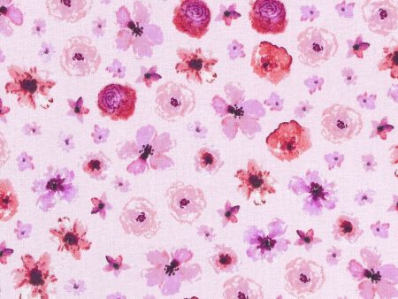 Petunia Pink Floral Roses Fabric by the yard For Cheap