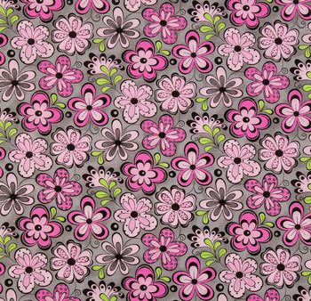 The Madison Collection Daisy on Gray Fabric by the yard Online Hot Sale