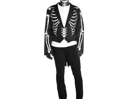 Adult Men Black and Bone Skeleton Tailcoat Jacket One Size Online