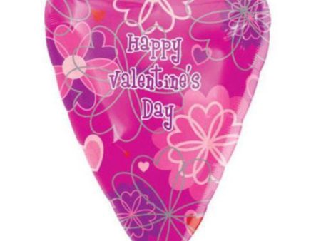 Happy Valentine s Day Flower Pattern Foil Balloon 18in Fashion