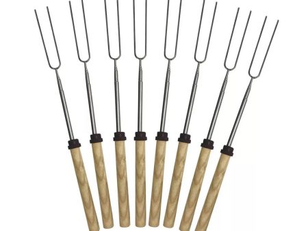 Extendable Steel and Wood BBQ Skewers 8pcs Supply