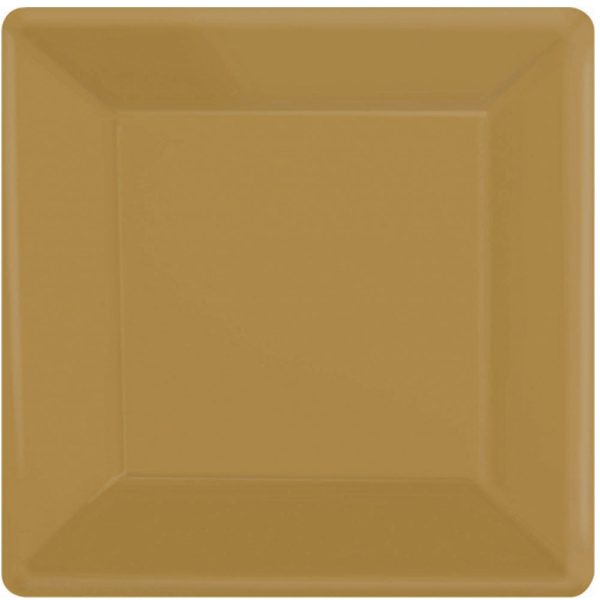 Gold Square Paper Plates 10in, 20pcs Online now