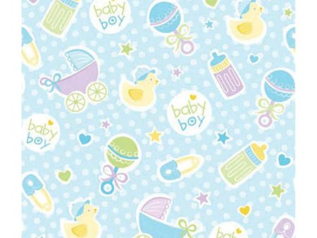 Baby Boy Blue Jumbo Gift Wrap 16ft x 30in Online now