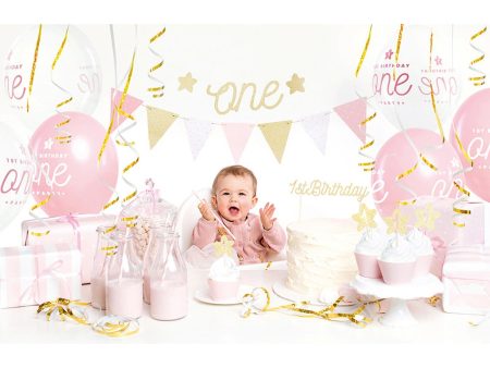 1st Birthday Decoration Set, Pink and Gold Hot on Sale