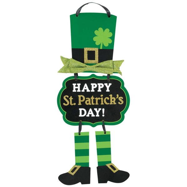 St Patrick Leprechaun Triple Sign 19in x 8.50in Discount