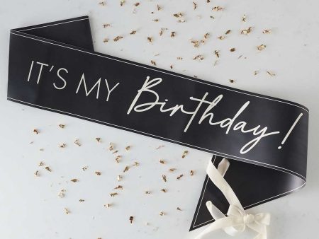 Black and Nude It s My Birthday Sash Online Sale