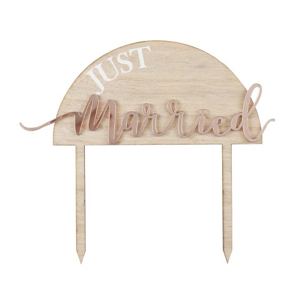 A Touch Of Pampas Cake Topper Just Married Acrylic On Wood Sale