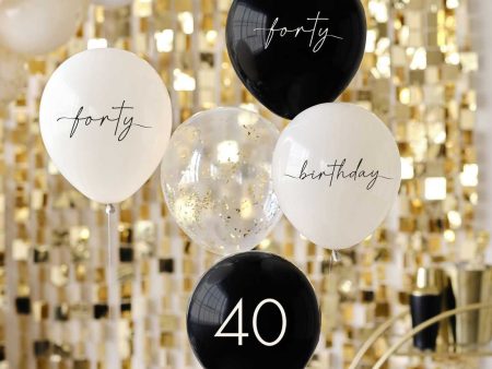 40th Birthday Golden Age Latex Balloons 5pcs Fashion