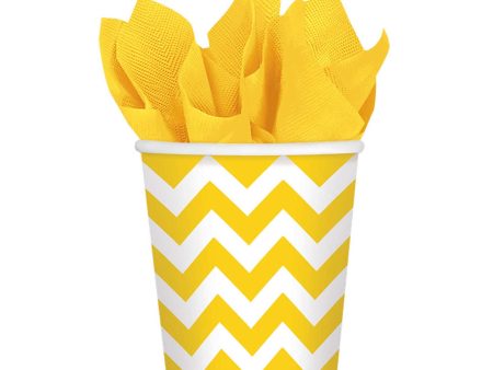 Yellow Sunshine Chevron Party Paper Cups 9oz 8pcs For Discount