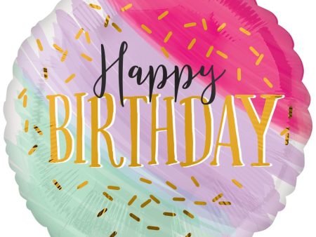 Water Color Birthday Foil Balloon 45cm Discount