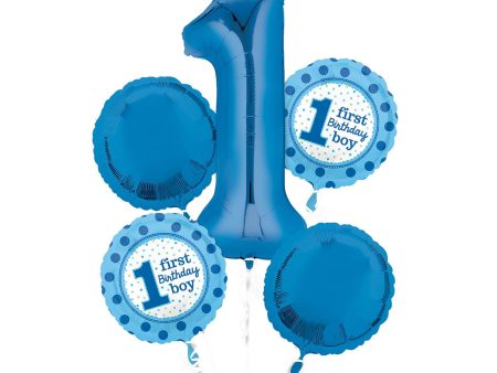 1st Birthday Boy Balloon Bouquet 5pcs Online now