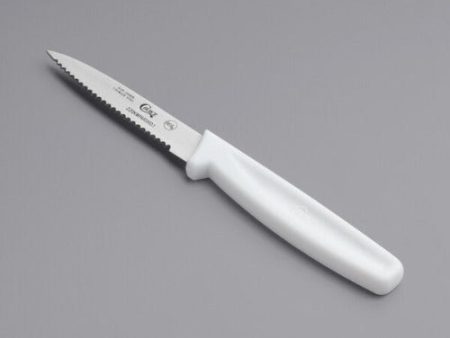 Serrated Edge Paring Knife with White Handle Sale