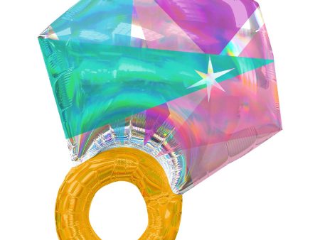 Wedding Ring Iridescent SuperShape Balloon 55x68cm For Cheap