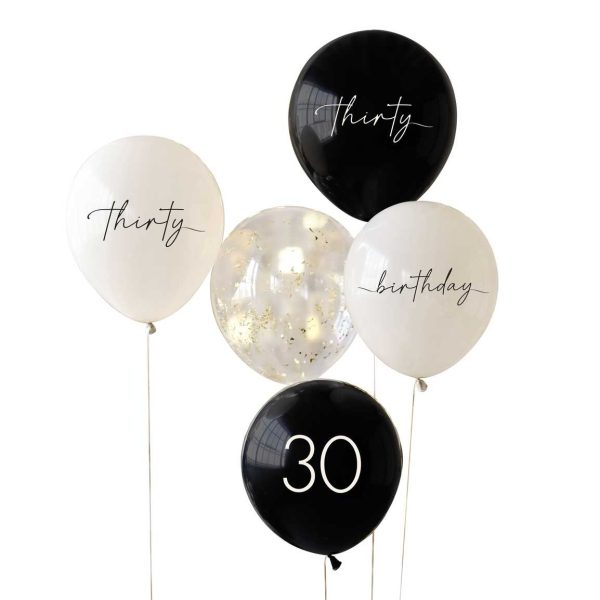 30th Birthday Golden Age Latex Balloons 5pcs Online Hot Sale