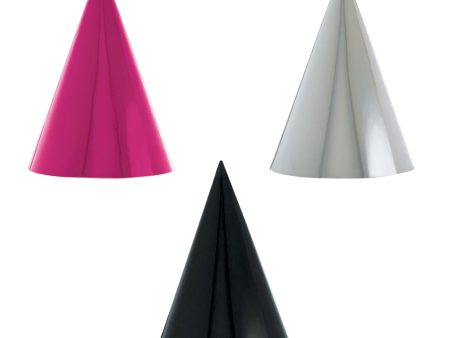 Black, Silver, And Pink Foil Party Hats 12pcs Hot on Sale