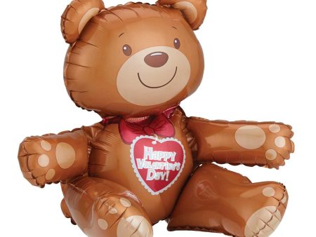 Valentine Sitting Bear Multi Foil Balloon 19x17in For Discount