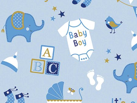 Baby Boy Elephant Jumbo Paper Gift Wrap 16ft x 30in Hot on Sale