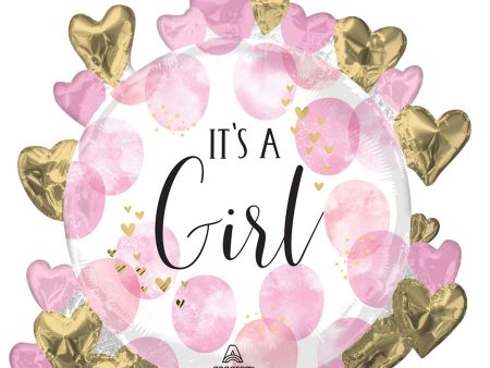 Baby Girl Pink Watercolor Supershape Foil Balloons Supply