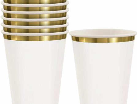 Frosty White Hot Stamped Paper Cups 12oz 8pcs For Cheap