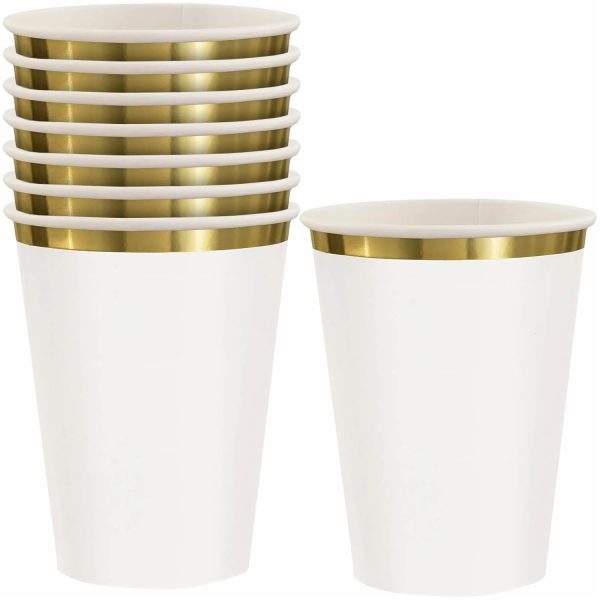 Frosty White Hot Stamped Paper Cups 12oz 8pcs For Cheap