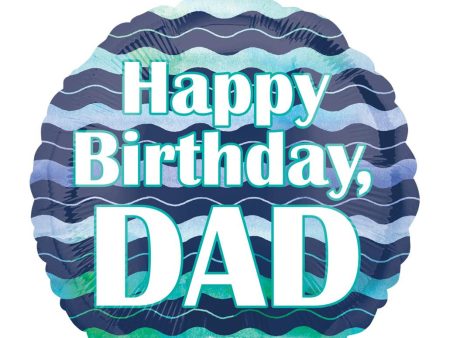 Watercolor Waves Happy Birthday Dad 45cm For Discount