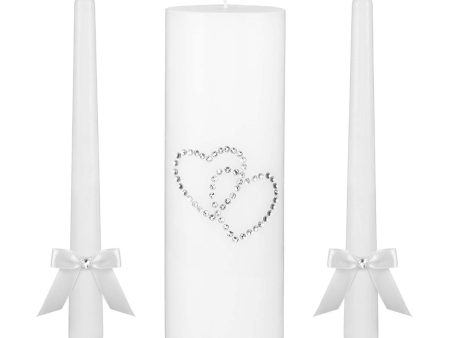 White Hearts Unity Candle Set For Sale