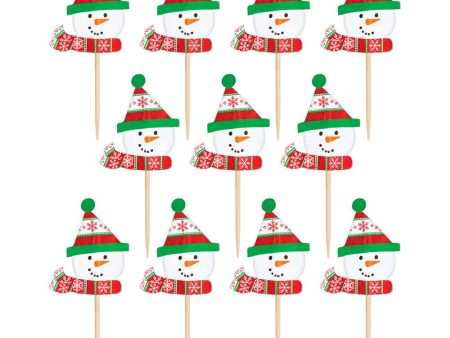 Christmas Snowman Party Picks 2.50in, 36pcs Fashion