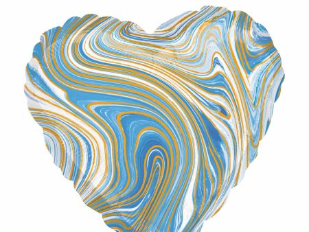 Blue Heart Marblez Foil Balloon 45cm For Discount