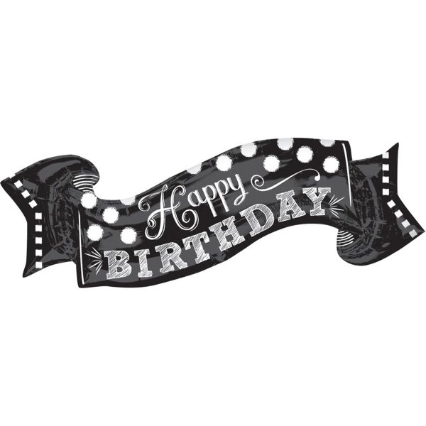 Black & White Chalkboard Birthday SuperShape Balloon Hot on Sale