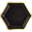 Jet Black Metallic Hexagonal Paper Plates 9in 8pcs For Sale